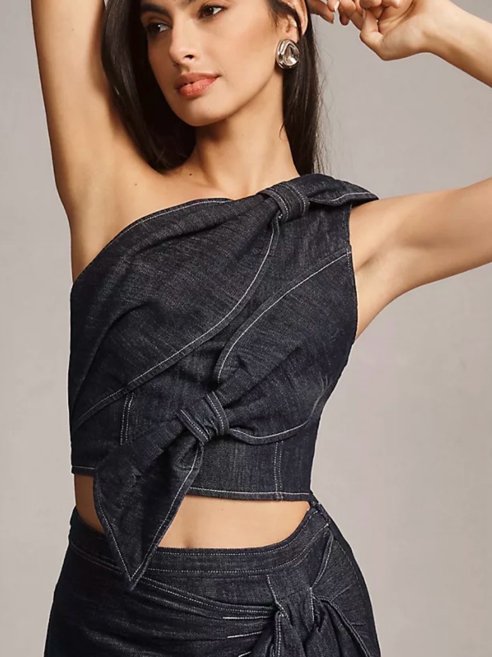 ANTHROPOLOGIE PILCRO one shoulder denim top S